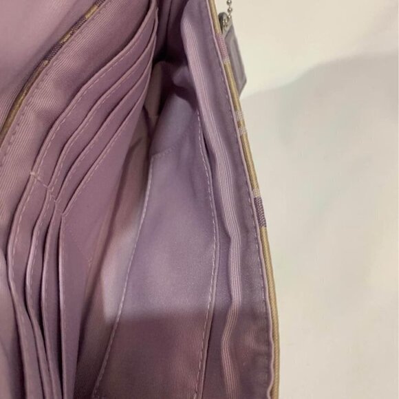 coach wristlet. Brand new! Tan/purple. Card organizer built in. - Picture 7 of 10